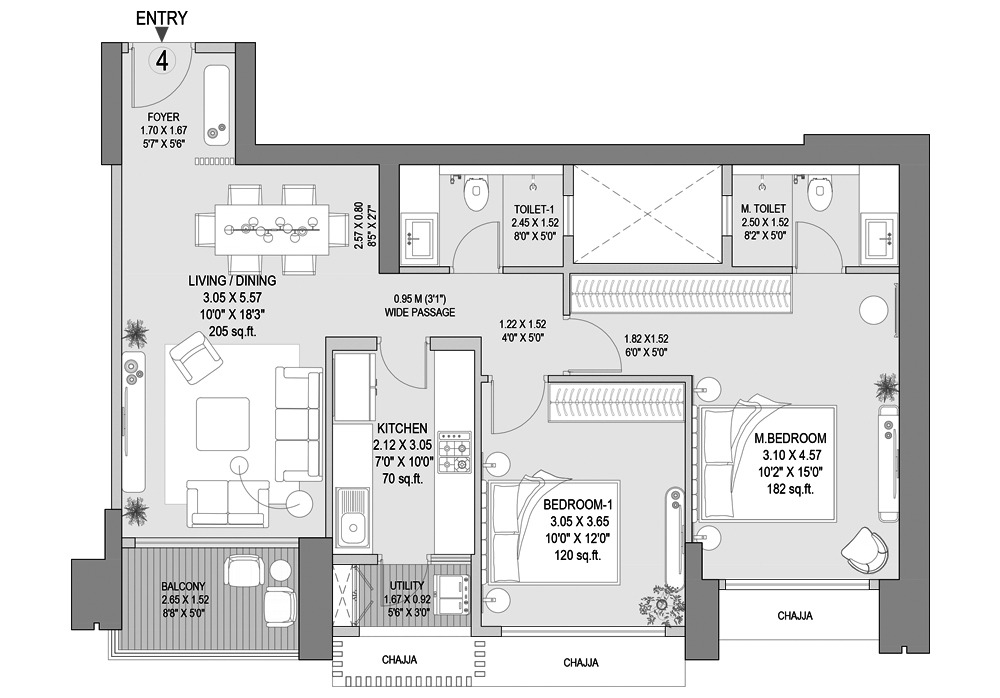 2 BHK - Luxe